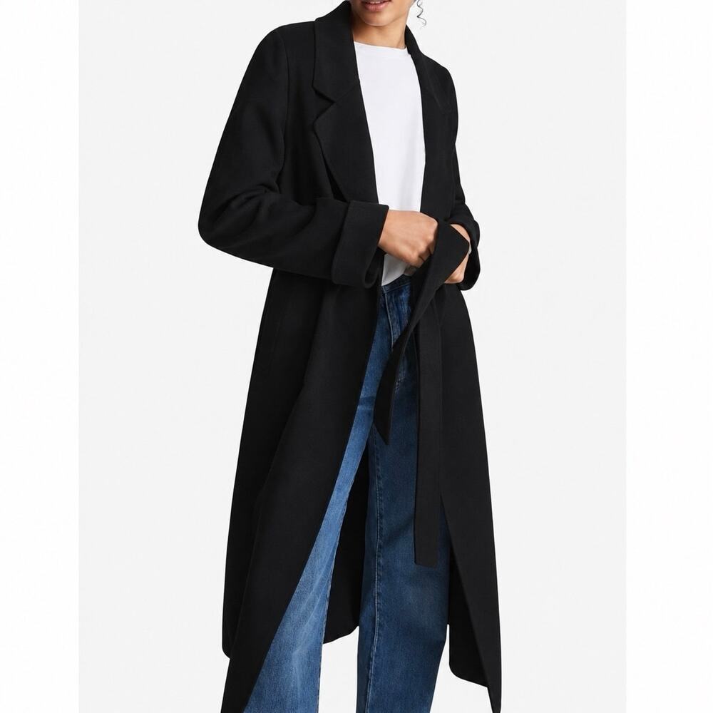 NWT Reiss Elise Longline Belted Navy Wool Old Money Luxury Blazer Trench Coat 10